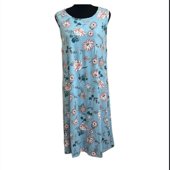 LOFT Dresses & Skirts - LOFT Tank Dress Floral Print Light Blue Size XL